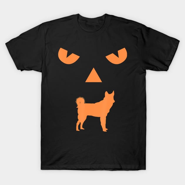 Halloween Pumpkin Siberian Husky Dog Jack o lantern Costume T-Shirt by JaydeMargulies